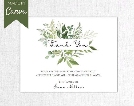 Digital Download, Personalized Sympathy Acknowledgement Cards, Thank You Cards, Sympathy Cards, Instant Download