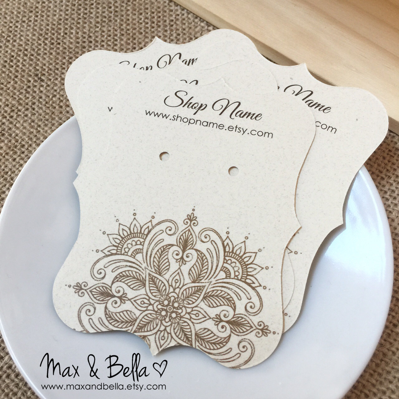 50 Personalized Product Earring Cards Henna Theme Tags Etsy