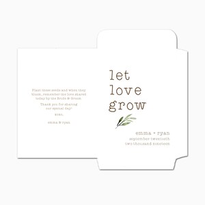 NEW DOUBLE SIDED Custom Seed Packets, Let Love Grow, Kraft, Personalized Envelopes, Wedding Favors, Bridal Shower, Seed Packet (2993)