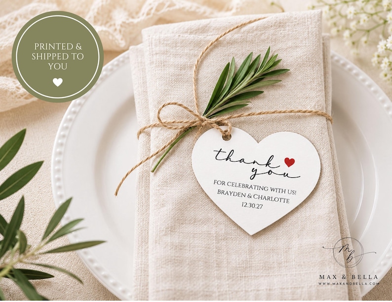 Custom Heart Tags, Wedding Tags, Personalized Tags, Bomboniere Tags, Personalized, Wedding Favors, Thank You Tags, Favors for Guests - 2811 画像 1