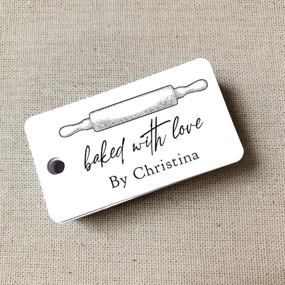Baked With Love Personalized Gift Tags, Wedding Favor Tags, Gift Tags, Etsy Product Tags, Etsy Shop Labels, Shop Tag - Set of 40 (2083)