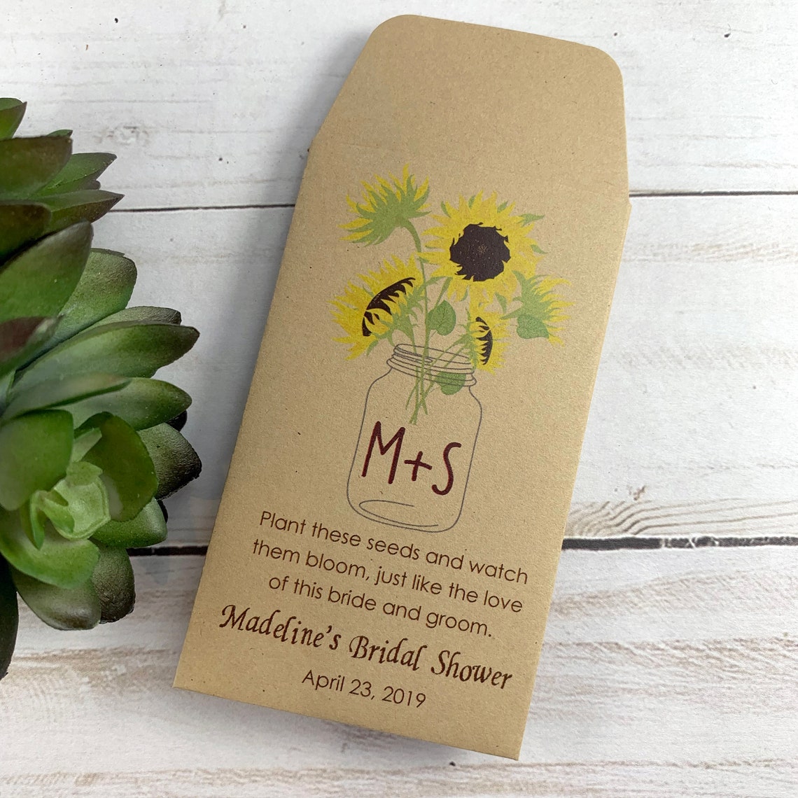 DIY Custom Seed Packets Sunflower Custom Envelope Kraft Etsy