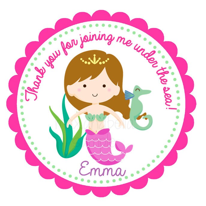 mermaid personalized stickers gift tags party favors address labels