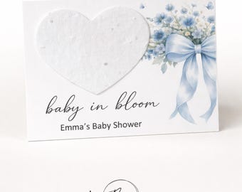 Baby in Bloom Bow Cards, Printed Baby Shower Favors, Plantable Favors, Grows Wildflowers, Baby Shower, Seed Packet, Botanical, Bow 6435