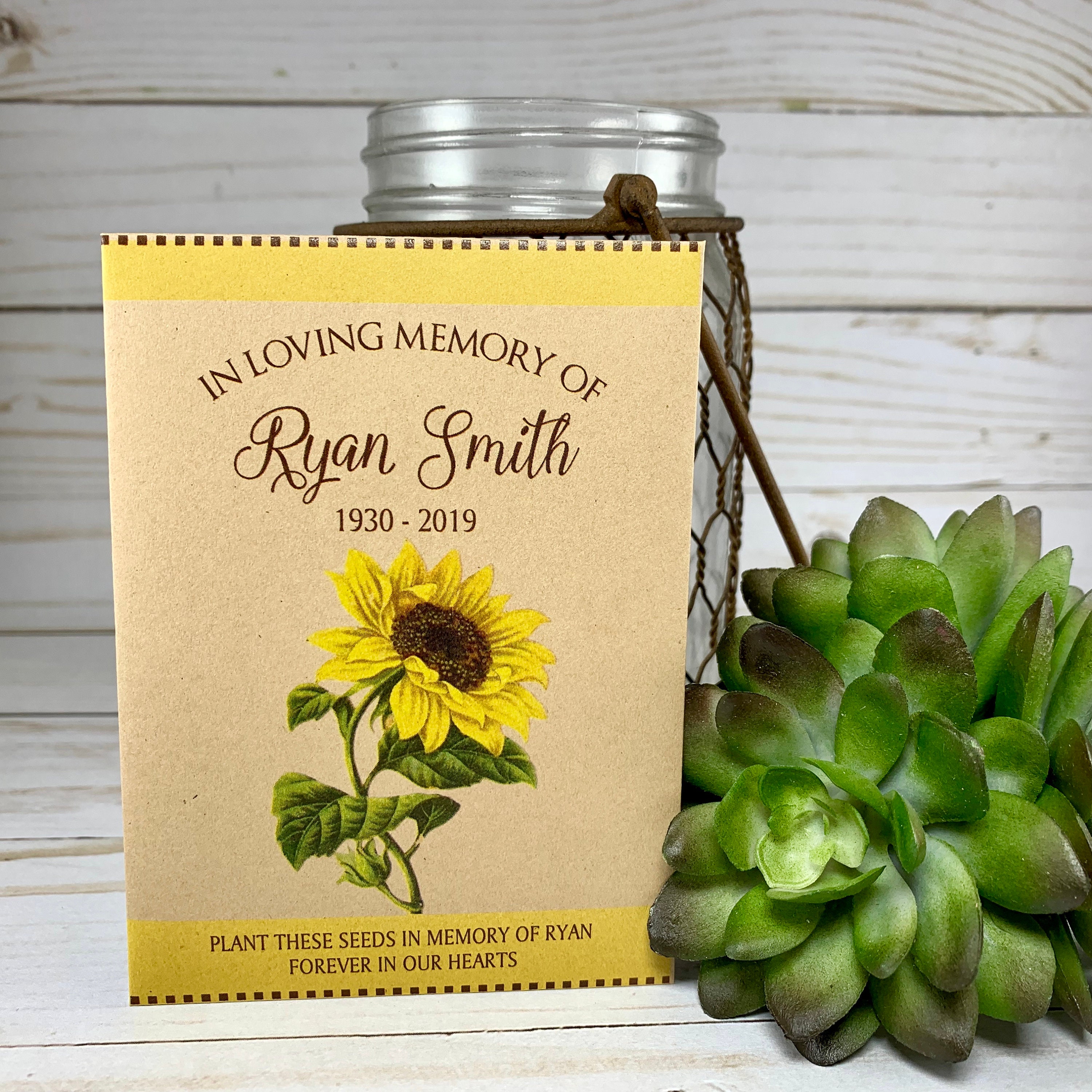 DIY Memorial Seed Packets Sunflower Funeral Seed Packets | Etsy