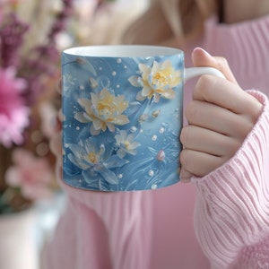flower Mug Wrap,butterfly Mug  , 11oz & 15oz Mug Template, Mug Sublimation Design, Mug Template, Instant Digital Download PNG