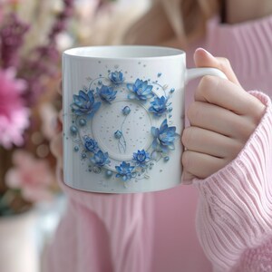 flower Mug Wrap,butterfly Mug  , 11oz & 15oz Mug Template, Mug Sublimation Design, Mug Template, Instant Digital Download PNG