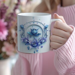 flower Mug Wrap,butterfly Mug  , 11oz & 15oz Mug Template, Mug Sublimation Design, Mug Template, Instant Digital Download PNG