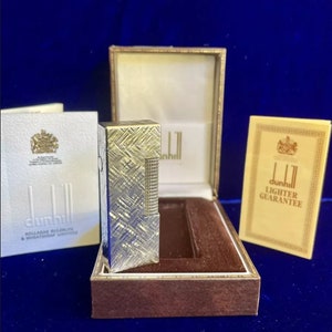 Vintage Dunhill Lighter Silver Florentine 99,9% New Condition Works 1 Year Warranty Box