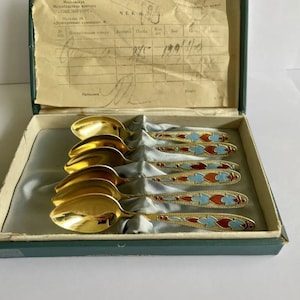 Antique Silver Spoon Enamel Russian Cup Bowl Salt Cellar Silver Egg Kofsh Spoon