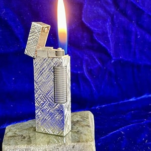 Vintage Dunhill Feuerzeug Rollagas Silber Vintage Mint Zustand Arbeiten 1 Jahr Garantie