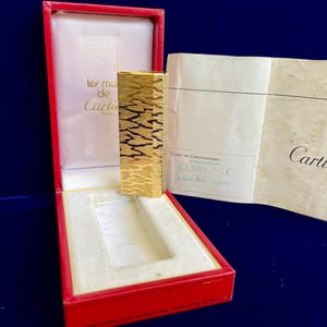 Rare Vintage Gold Tiger Pentagon Cartier Lighter Mint Condition Works 1 Year Warranty