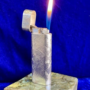 Vintage Brushed Silver Cartier Lighter Mint Condition Works 1 Year Warranty