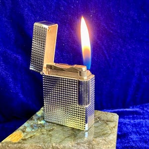 Vintage Silver Short ST DuPont Feuerzeug Super Mint Zustand Funktioniert 1 Jahr Garantie