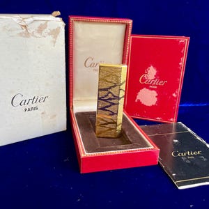 Rare Vintage Gold Pentagon Tiger Cartier Lighter New Open Box Works 1 Year Warranty