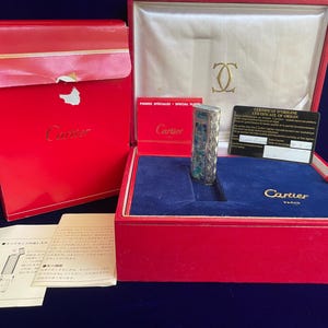 Rare Vintage Mosaic Natural Opal Natural Diamond 925 Silver Jacket Cartier Lighter 99.9% New Condition Works 1 Year Warranty