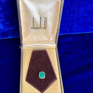 Auténtico alfiler de corbata Dunhill Edición limitada Malaquita Plata 925 NOS Juego completo