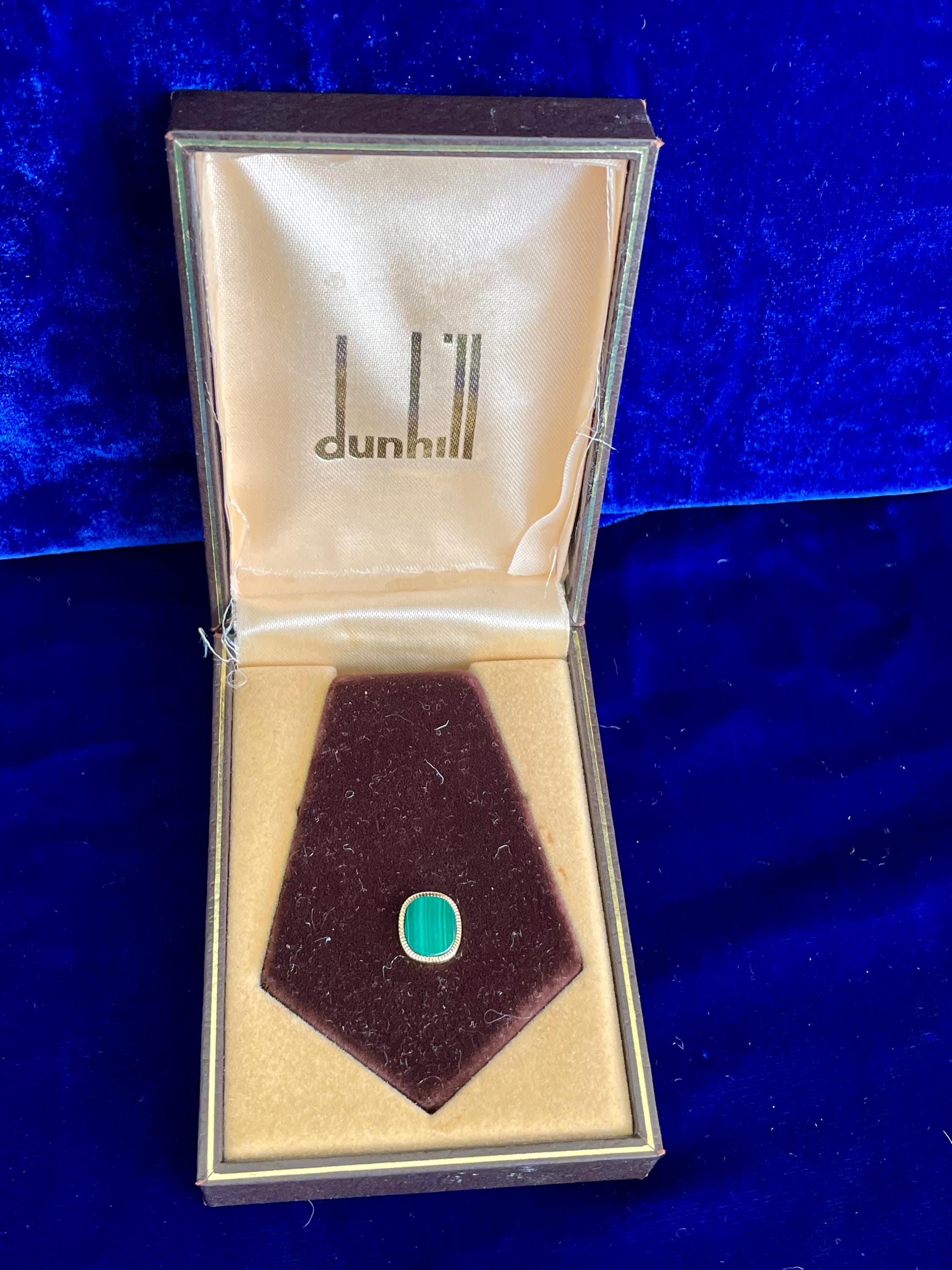 Authentic Dunhill Tie Pin Limited Edition Malachite 925 Silver NOS