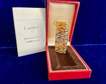 Vintage Pentagon Gold Tiger Cartier Lighter Super Mint Condition Works 1 Year Warranty
