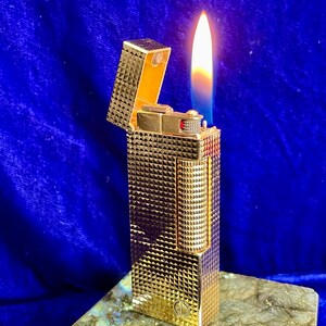 Vintage Rollagas Gold Dunhill Lighter Super Mint Condition Works 1 Year Warranty