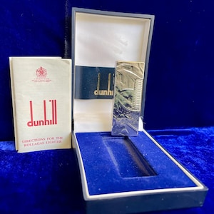 Encendedor Dunhill Rollagas vintage de corteza plateada, en perfecto estado, funciona con 1 año de garantía.