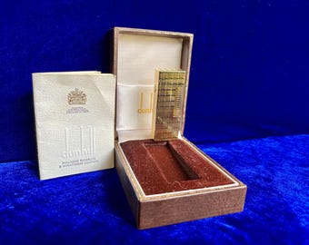 Vintage Gold Diamond Cut Dunhill Lighter Mint Condition Works 1 Year Warranty