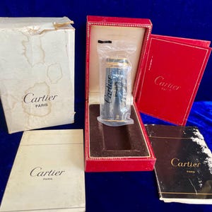 Vintage Trinity Black Lacquer Cartier Lighter New Sealed Old Stock Full Set