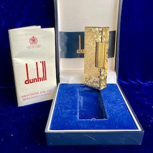 Dunhill Lighter Gold Florentine Works Super Mint Condition 1 Year Warranty