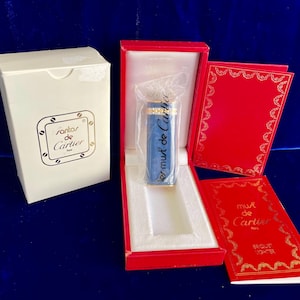 Vintage Panther Cartier Lighter Blue Marble New Sealed Old Stock Full Set