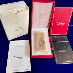 Rare Vintage Gold Pentagon Cartier Lighter New Sealed Old Stock Full Set