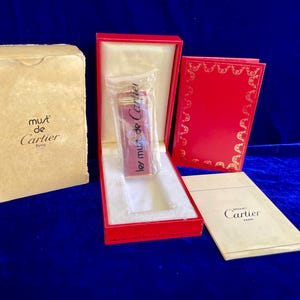 Vintage Trinity Red Lacquer Cartier Lighter New Sealed Old Stock Full Set