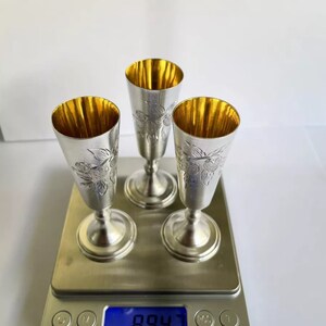 Vintage Cup Silver Russian Gold Gilt Cup Shot Bowl Goblet Antique Cup Spoon Eggs
