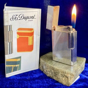 Vintage zilveren grote ST DuPont-aansteker 99,9% nieuwstaat, werkt 1 jaar garantie