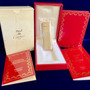 Rare Greamy Lacquer Cartier Lighter Oval New Sealed Condition Full Set