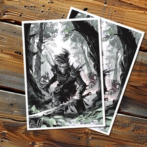 Llanowar Elves Comic Book Style manches Art, impression numérique personnalisée manches Art, taille Standard ou japonaise, numérique de haute qualité, téléchargement
