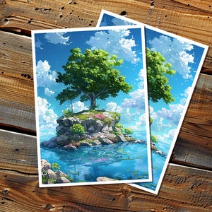 Art de manches de Style anime des îles, impression numérique personnalisée manches Art, taille Standard ou japonaise, téléchargement numérique de haute qualité
