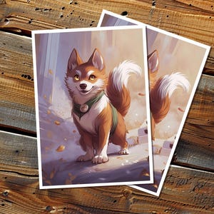 Mowu Loyal Companion Chibi Style manches Art, impression numérique personnalisée manches Art, taille Standard ou japonaise, téléchargement numérique