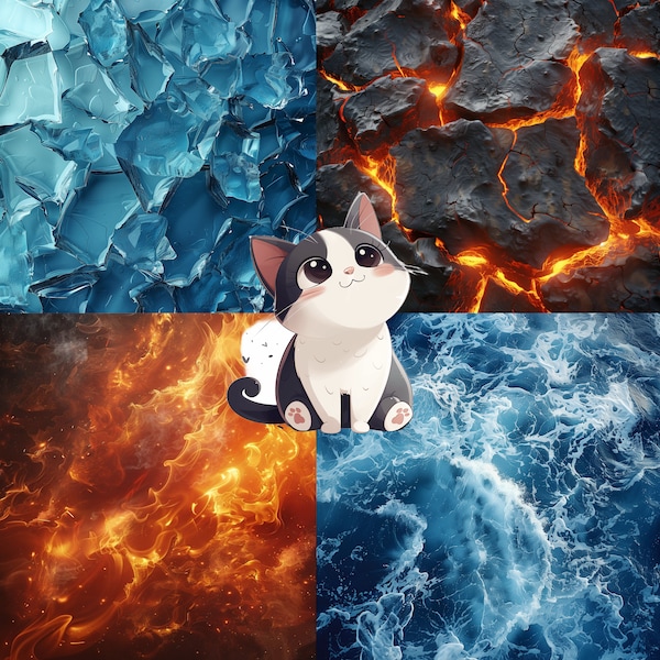 Fire & Ice Pack 9 Bilder - Kommerzielle Nutzung - Rockwall Printable Papers, JPG, digitaler Download