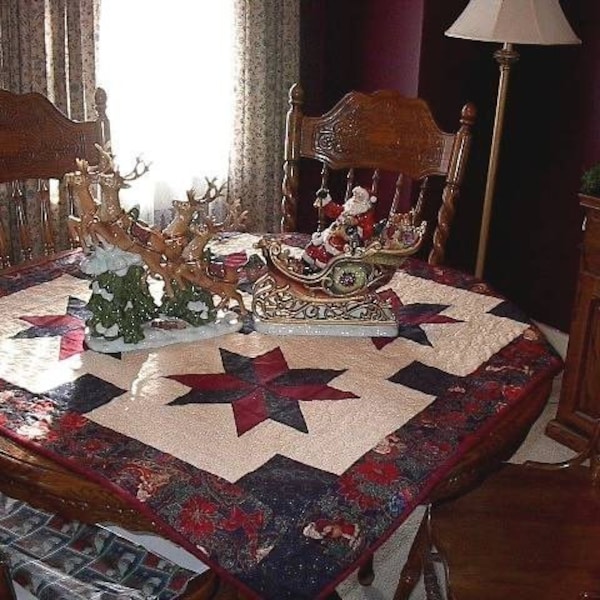 Christmas Star Quilted Table Covering and treeskirt pattern