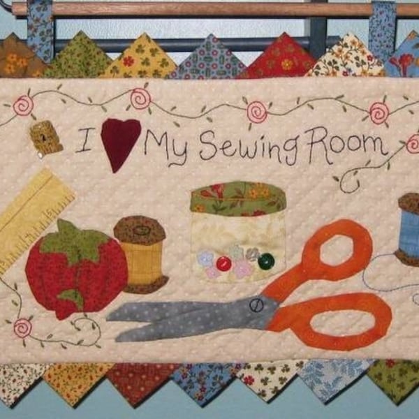 I Love My Sewing Room Quilted Wandbehang Muster