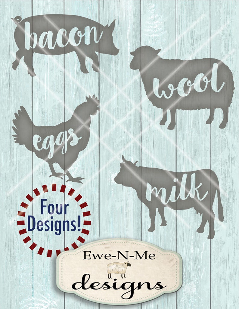 Farm Animals SVG milk svg eggs svg bacon svg wool svg farm svg chicken, pig, cow, sheep image 2