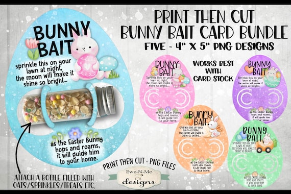 Bunny Bait Print Then Cut Bundle of Egg Shaped Card PNG | Five Colors of Egg Shaped Bunny Bait Print and Cut Cards in PNG format