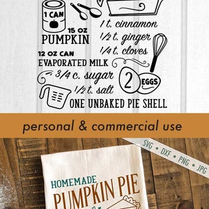 Pumpkin Pie SVG - pie recipe svg - Fall svg - Pumpkin svg - Autumn SVG - Kitchen svg - Commercial Use svg, dxf, png and jpg files image 4