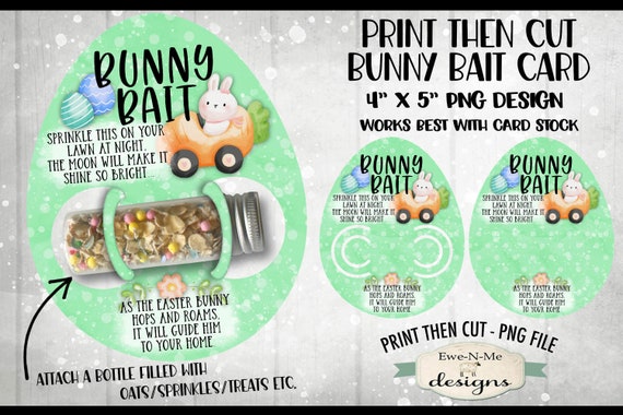 Bunny Bait Print Then Cut Egg Shaped Card PNG | Green Egg Shaped Bunny Bait Print and Cut Card