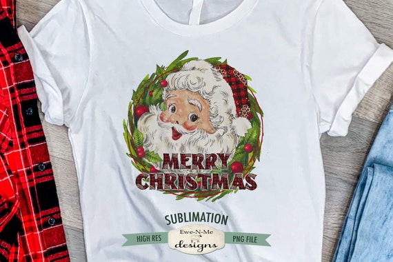 Vintage Santa Sublimation Design - Christmas Sublimation Design