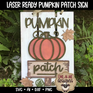 Pumpkin Patch SVG - Fall Pallet Sign Laser Cut File - Autumn Door Hanger SVG - Pumpkin Sign for Glowforge - Laser Ready Digital Download