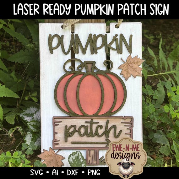 Pumpkin Patch SVG - Fall Pallet Sign Laser Cut File - Autumn Door Hanger SVG - Pumpkin Sign for Glowforge - Laser Ready Digital Download