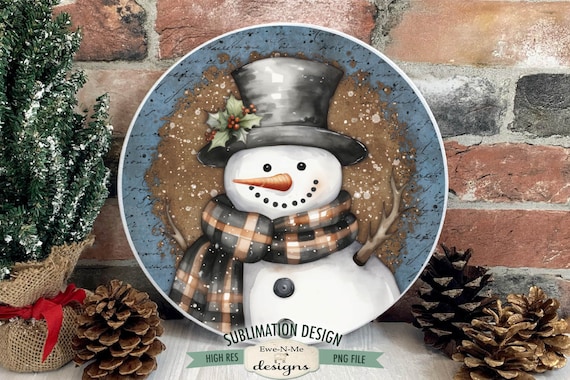 Rustic Snowman Sublimation Design | Rusty Snowman | Vintage Snowman Sublimation Design