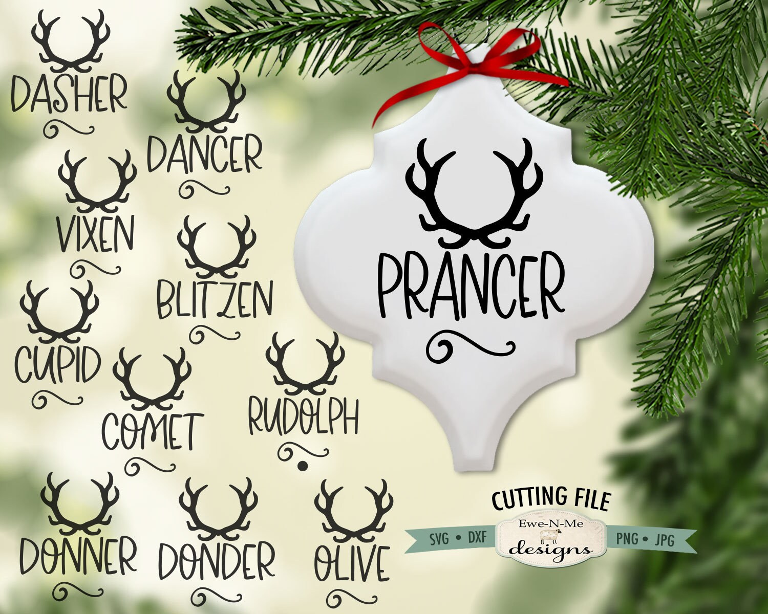 Download Tile Ornament Svg Files Reindeer Names Svg Commercial Use Etsy
