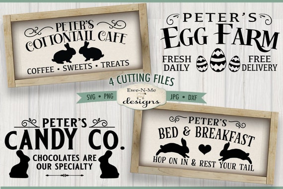 Easter SVG Mini Bundle | Peters Egg Farm SVG |  Bed Breakfast SVG | Peter's Candy Co svg | Peter's Cottontail Cafe svg